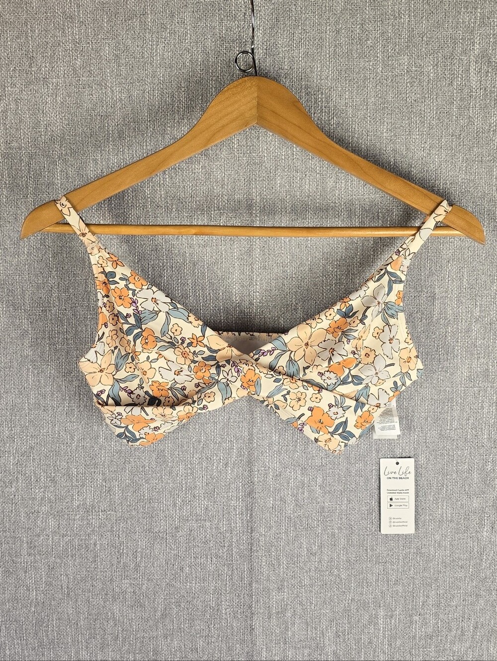 Cupshe Floral Print Twist Bralette Bikini Top New With Tags Sz SMALL